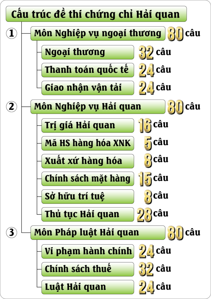 Cấu trúc đề thi chứng chỉ khai báo hải quan